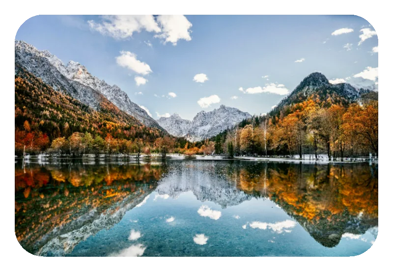 Transparent frame example using the mountain lake photograph